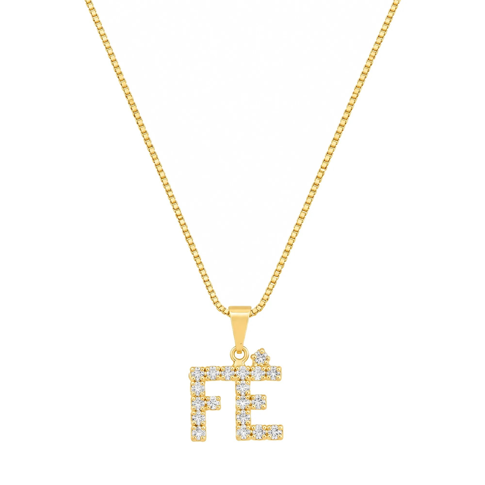 Colar Dourado Fé Cravejado de Zircônia