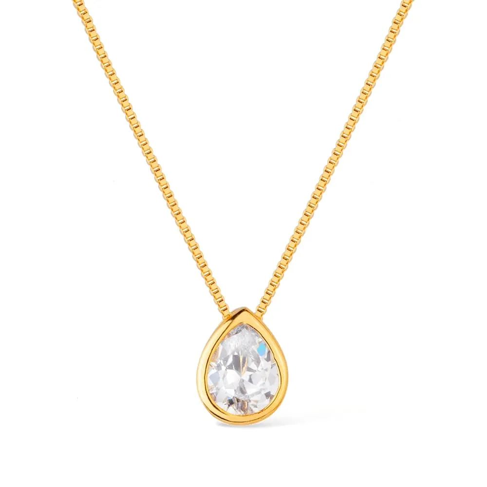 Colar Gota de Zircônia Dourado